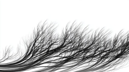 Obraz premium Black and White Digital Art: Abstract Lines of Wind in Trees