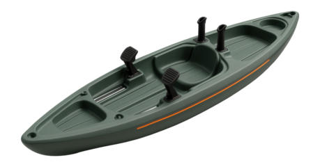 Kayak fishing vessel with molded rod holders and adjustable footrests