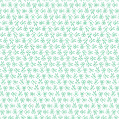 Delicate Floral Motif in Mint Green on White