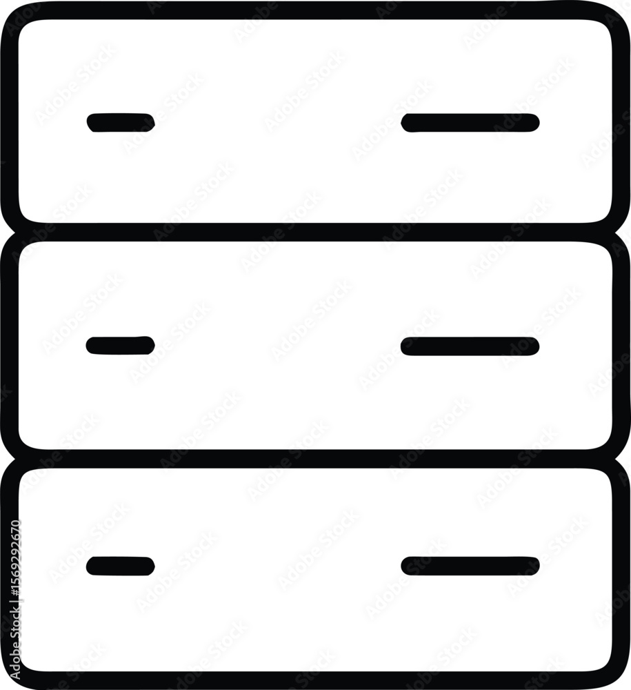 Poster simple black outline icon representing stacked servers or data storage units