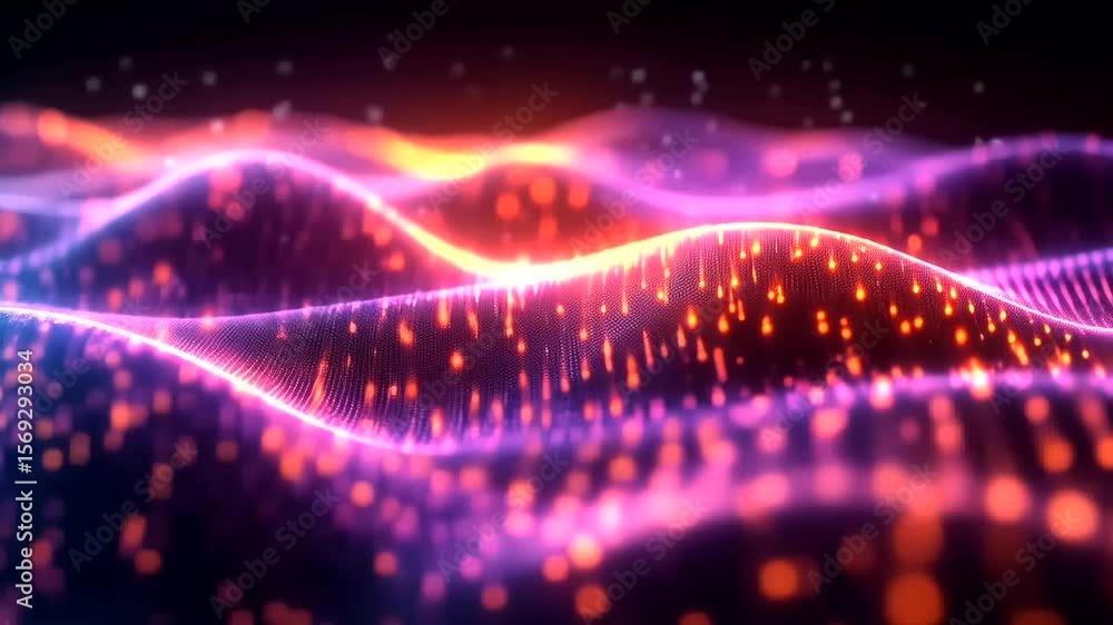 Poster abstract digital particle wave and light background for technology and science themes