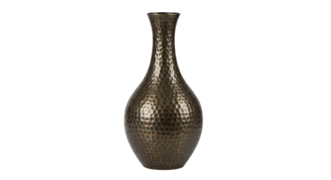 Decorative Hammered Metal Vase Isolated.