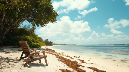  A mid-journey rest on a peaceful and secluded beach with view of the infinite horizon 
