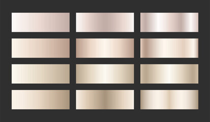 Elegant warm rose gold and pearl metallic gradient swatch. Shiny texture with luminous foil shine and satin smooth. Subtle palette for wedding invitations, feminine branding and soft luxury design