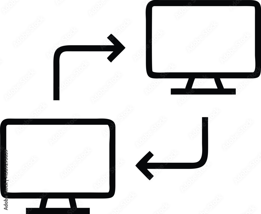 Poster two computers exchanging data with arrows indicating a bidirectional connection