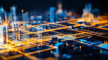 Futuristic city overlaid with digital network - Powered by Adobe