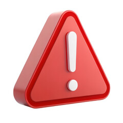 3d warning sign with exclamation mark isolated on transparent background