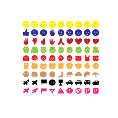An array of colorful emoji icons arranged in a structured pattern