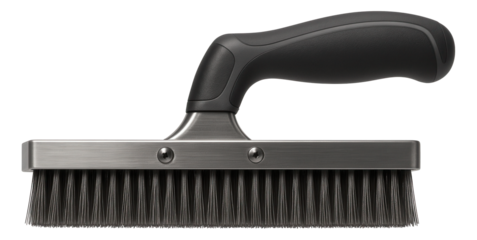 Flat wire brush with a wide head for covering large areas quickly on a construction site.