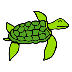 Water turtle child cute swims happy drawing Comic