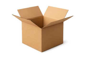 Open cardboard box isolated on transparent background