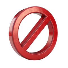 3d red prohibition sign isolated on transparent background