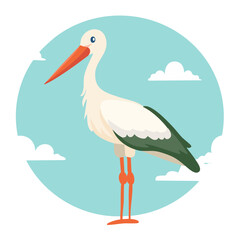 Fototapeta premium Stork Illustration in a Circle