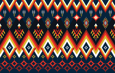 Geometrics ethnic seamless pattern in tribal. Abstract background with ethnic Aztec ornament. Design for background, wallpaper, Fabric, clothing, scarf, carpet.  Native American patterns. Boho motifs.