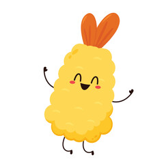 Tempura fried shrimp vector isolated illustration. Tempura fried shrimp on white background.