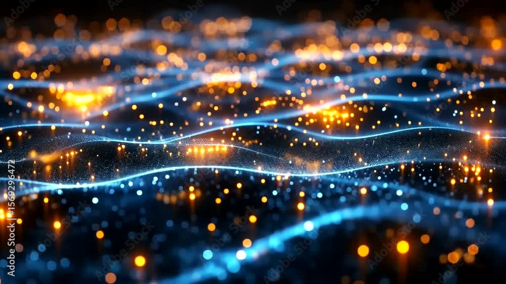 Poster abstract digital wave background with glowing particles perfect for technology concepts