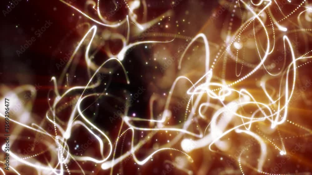 Aufkleber warm golden and white abstract particle trails twisting in a glowing motion background