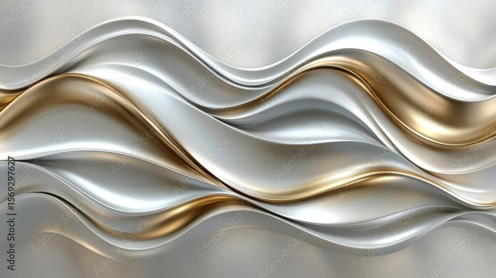 Poster abstract wavy background delicate metallic waves with gentle tones and fluid geometric forms