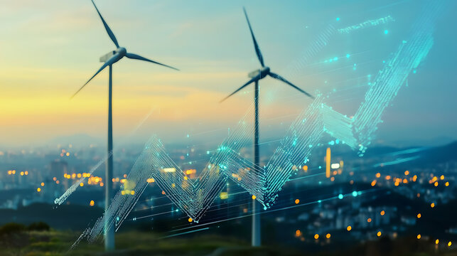  A digital graph tracking the increase in global renewable energy consumption 