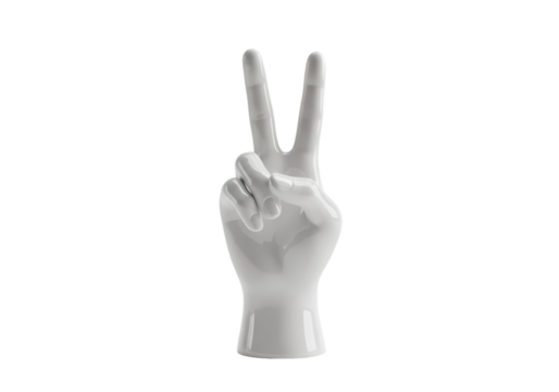 A Sculpted Hand The Peace Sign isolated on transparent baackground