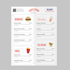 Elegant Food Menu Template, Restaurant cafe menu, template design, Set A4 menu editable vector format