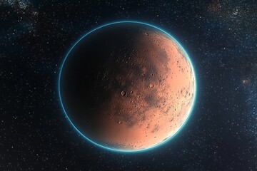 Obraz premium A Stunning View of Mars, the Red Planet, Surrounded by Stars in a Cosmic Night Sky, Capturing Wonder