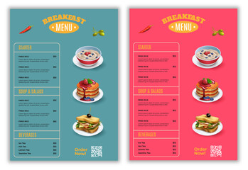 Elegant Food Menu Template, Restaurant cafe menu, template design, Set A4 menu editable vector format