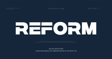 Reform minimal modern logo alphabet fonts. Typography minimalist urban sana serif digital fashion future creative logos fonts. vector illustration