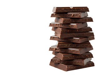 A Stack of Dark Chocolate Bars Against a White Background isolated on transparent baackground