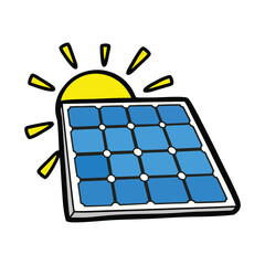 Cartoon Solar Panel with Sun Icon for Clean Energy Branding