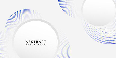 Abstract white background art vector illustration with blue circle lines. Digital future technology concept.