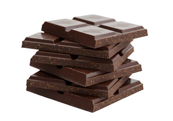 A CloseUp View of a Stack of Dark Chocolate Bars Showing Rich Brown Hues and a Textured Surface isolated on transparent baackground