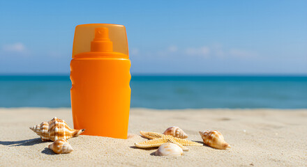 suntan lotion on the beach