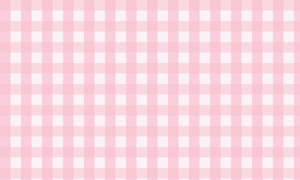 Cute Pink gingham check fabric texture background.  Plaid fabric seamless pattern background.