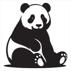 Obraz premium Panda silhouette vector on a white background