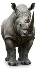 Obraz premium Rhino Facing Forward Isolated on White