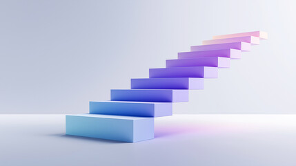 Abstract staircase with soft gradient colors and modern 3D design, viewed from below. Minimalist style with unique lighting, ideal for creative, tech, or architectural use.