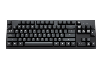 Black Wired Keyboard A Simple Input Device isolated on transparent baackground