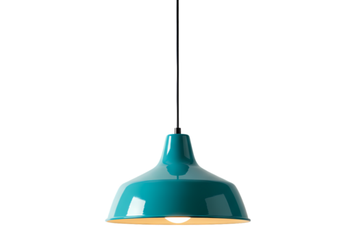 Teal Pendant Light Fixture isolated on transparent baackground