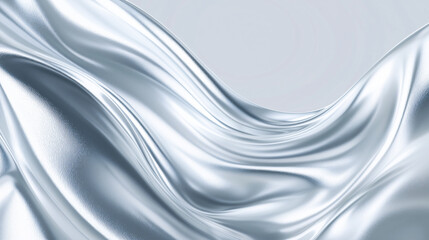Shiny silver Metallic Fabric with Flowing Curves