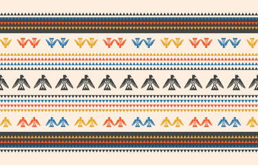 Native American symbols patterns. Seamless pattern in tribal. Abstract background with ethnic Aztec ornament. Geometric ethnic pattern print. Design for wallpaper, Fabric, rug, clothing, scarf.