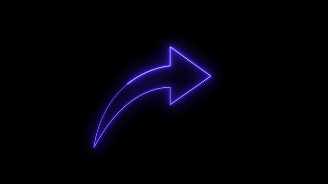 neon arrow black black background. Glowing right arrow loop HD animation. neon lighting direction arrow.  neon bouncing right arrow icon. animated neon line swipe right arrow. road signal icon. 