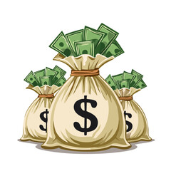 Cartoon illustration of three bags of money