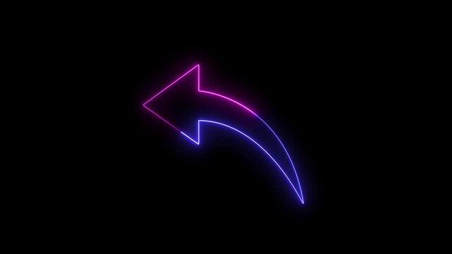 Glowing left arrow loop HD animation. neon lighting direction left arrow. neon bouncing  left arrow icon. animated neon line swipe  arrow. left road signal icon. neon arrow black background.