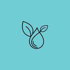 Water Droplet with Leaves for Eco Branding