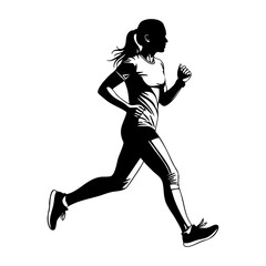 Obraz premium Minimalist black and white illustration of a woman running