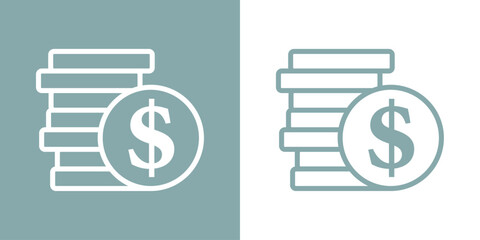 Montón de monedas de dólar con líneas  © teracreonte