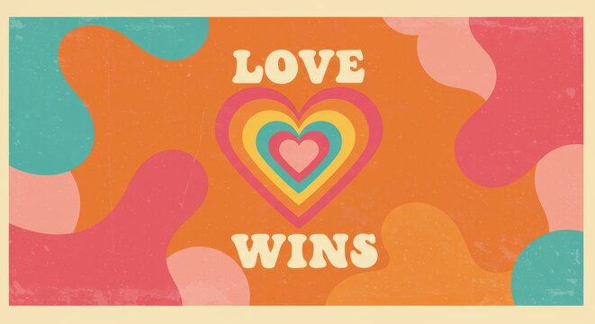 Celebrate Diverse Love and Inclusivity with a Retro Heart Design - Powered by Adobe