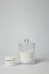 Round cotton sponges, wipes or napkins for face skin care, medical treatment or beauty procedures...