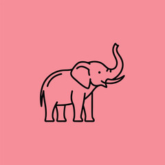 Elephant Line Art on Pink Background
